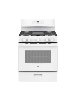 GE - 30 in. 5.0 cu. ft. Freestanding Gas Range in White with Griddle