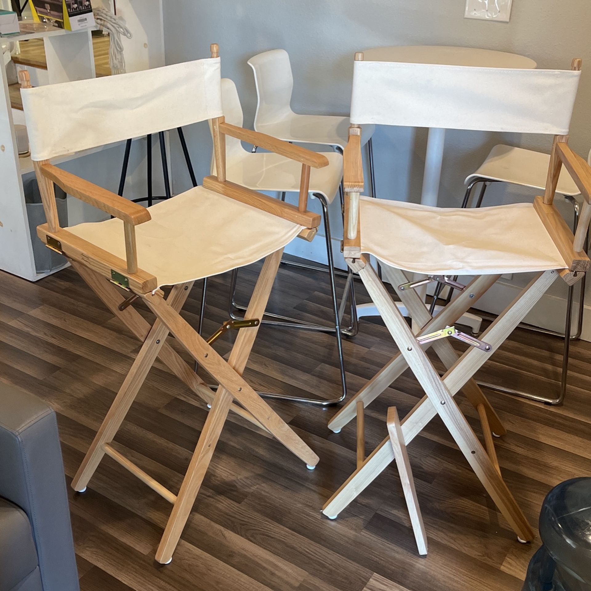 Directors Chairs Cream Color Natural Wood