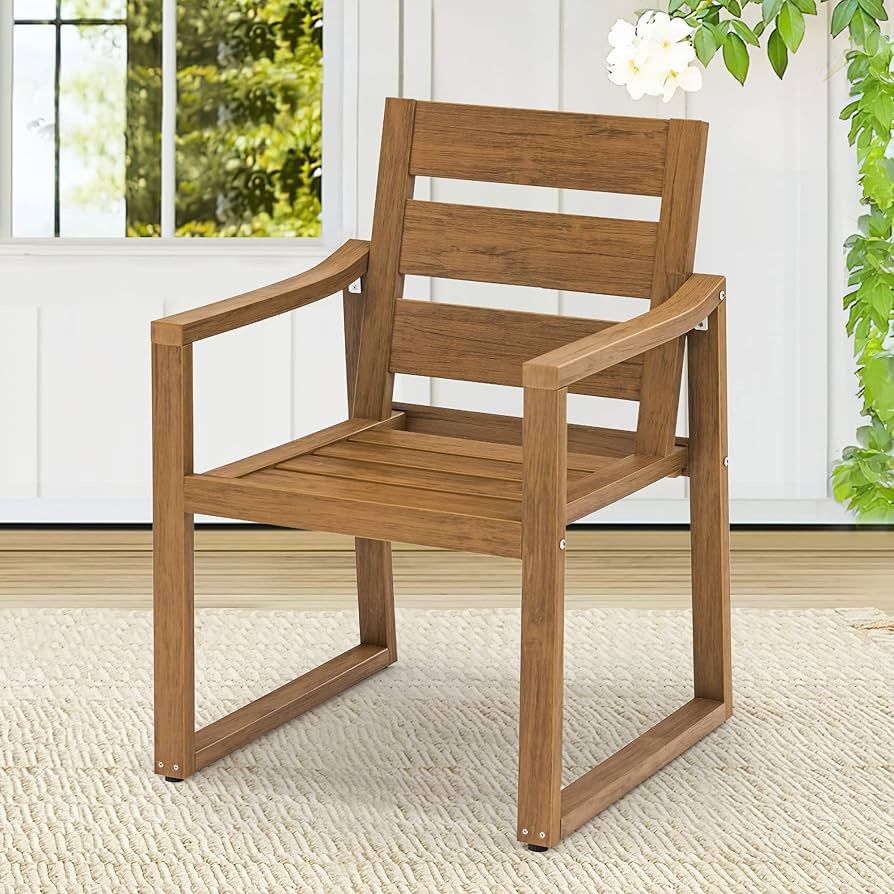 HDPS Outdoor Dining Chairs 350LBS Patio Dining Chairs with Armrest All Weather Outdoor Kitchen Chairs with Square Frame Legs for Outdoor Indoor Ga