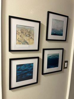 New Set of 4 Framed Ocean Art Prints , lightweight plexiglass