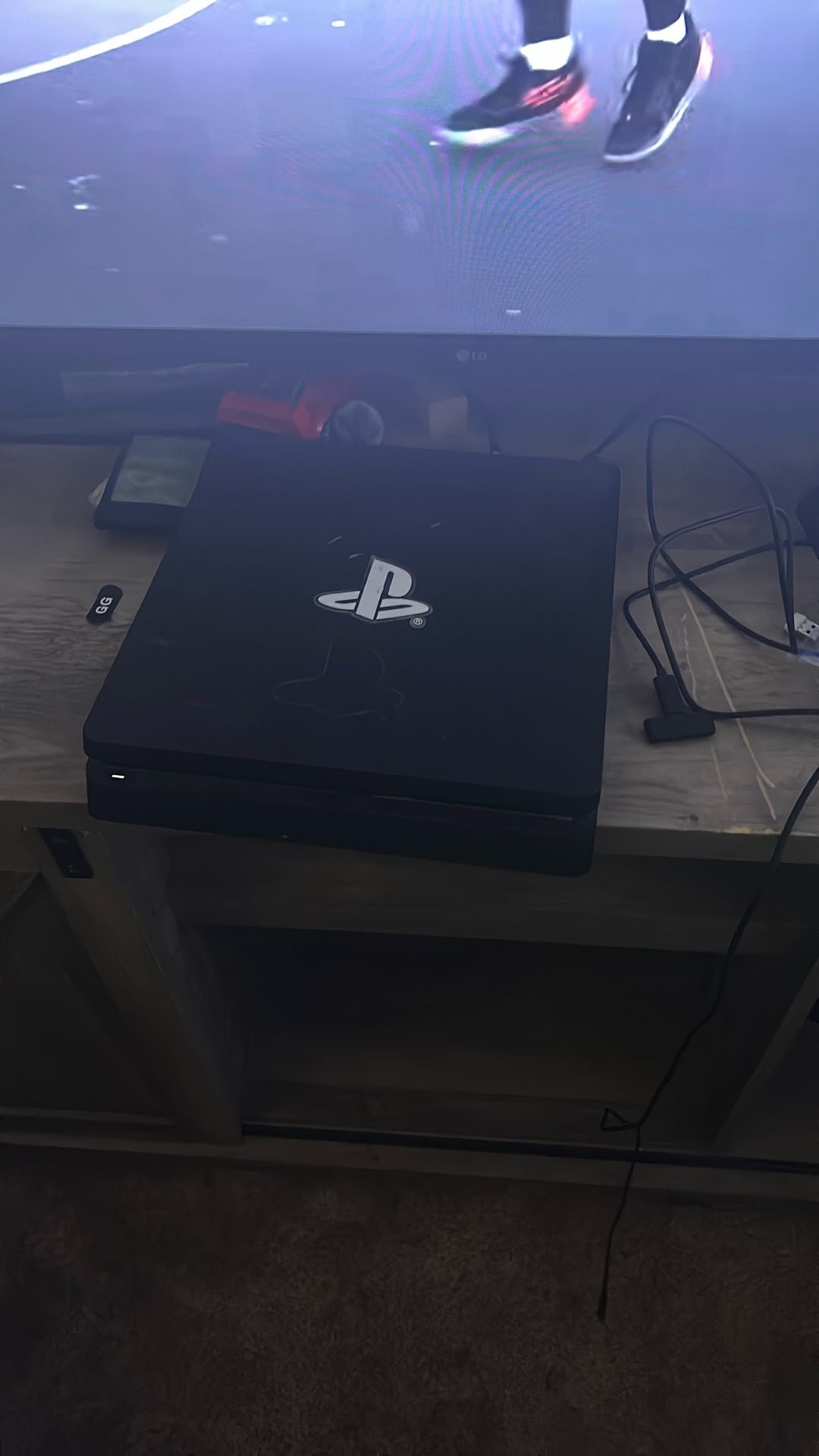 PS4 And Controller With All The Cables