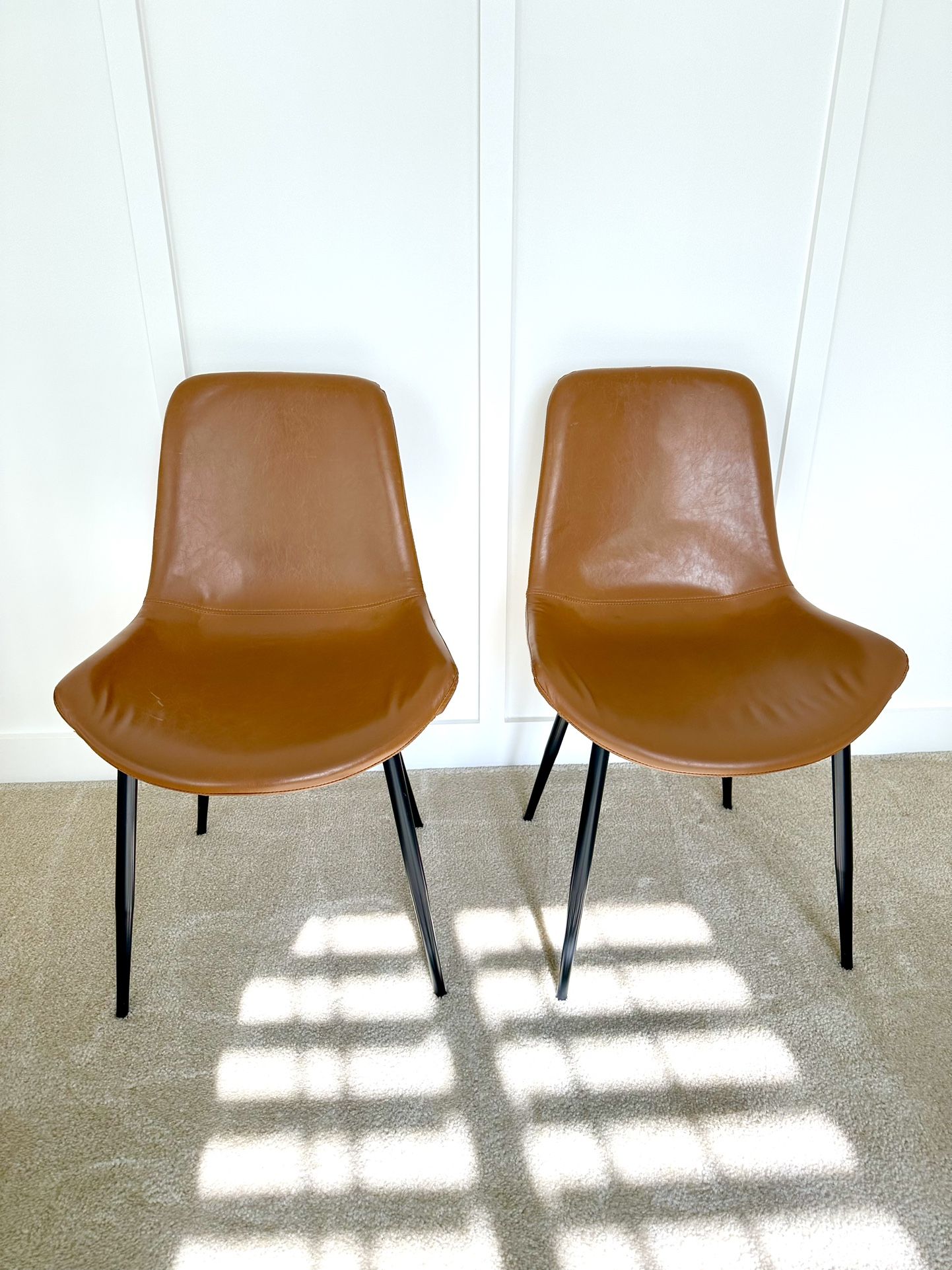 Leather Brown Chairs- set of 2.