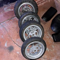 SooPa RaRe!!!!!!     2 Sets of 10” Pocket Bike Wheels & tires! (PLUS FREE Spare & #RePPiN! Chain tensioner!)