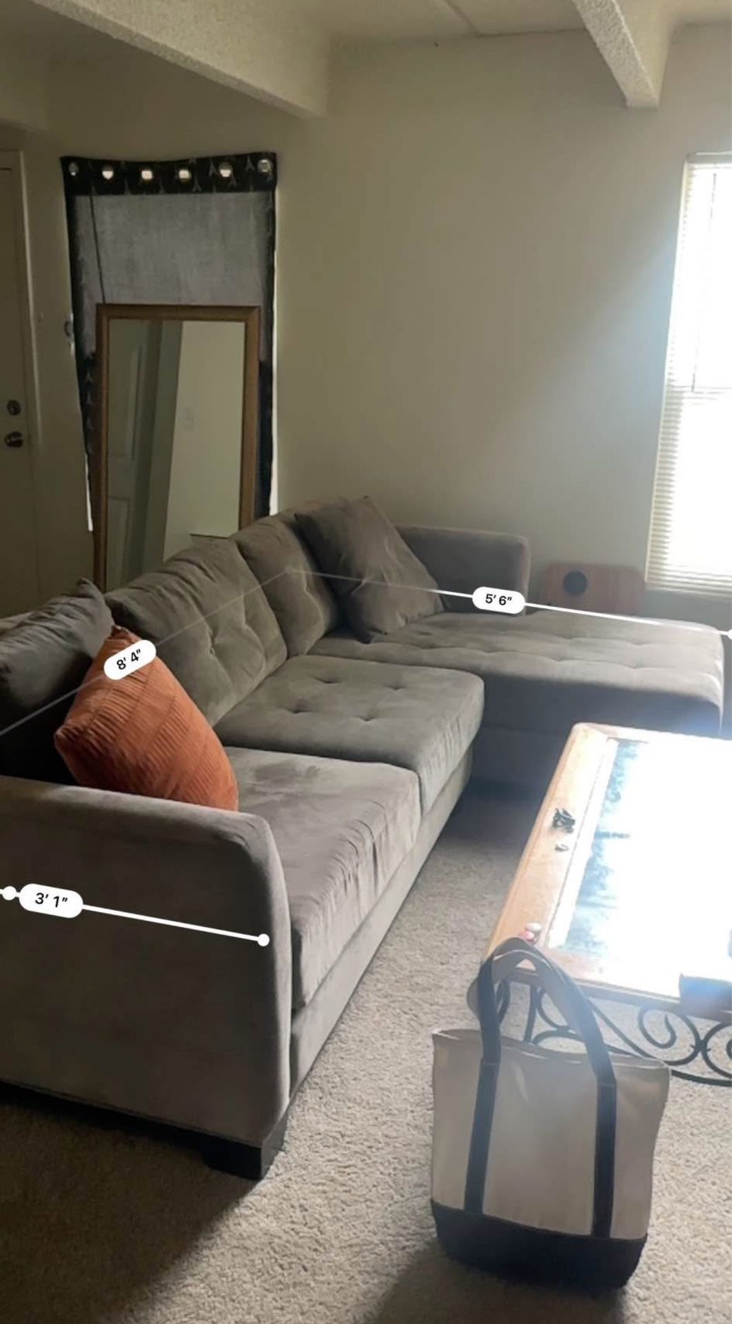 Gray L Shaped Couch