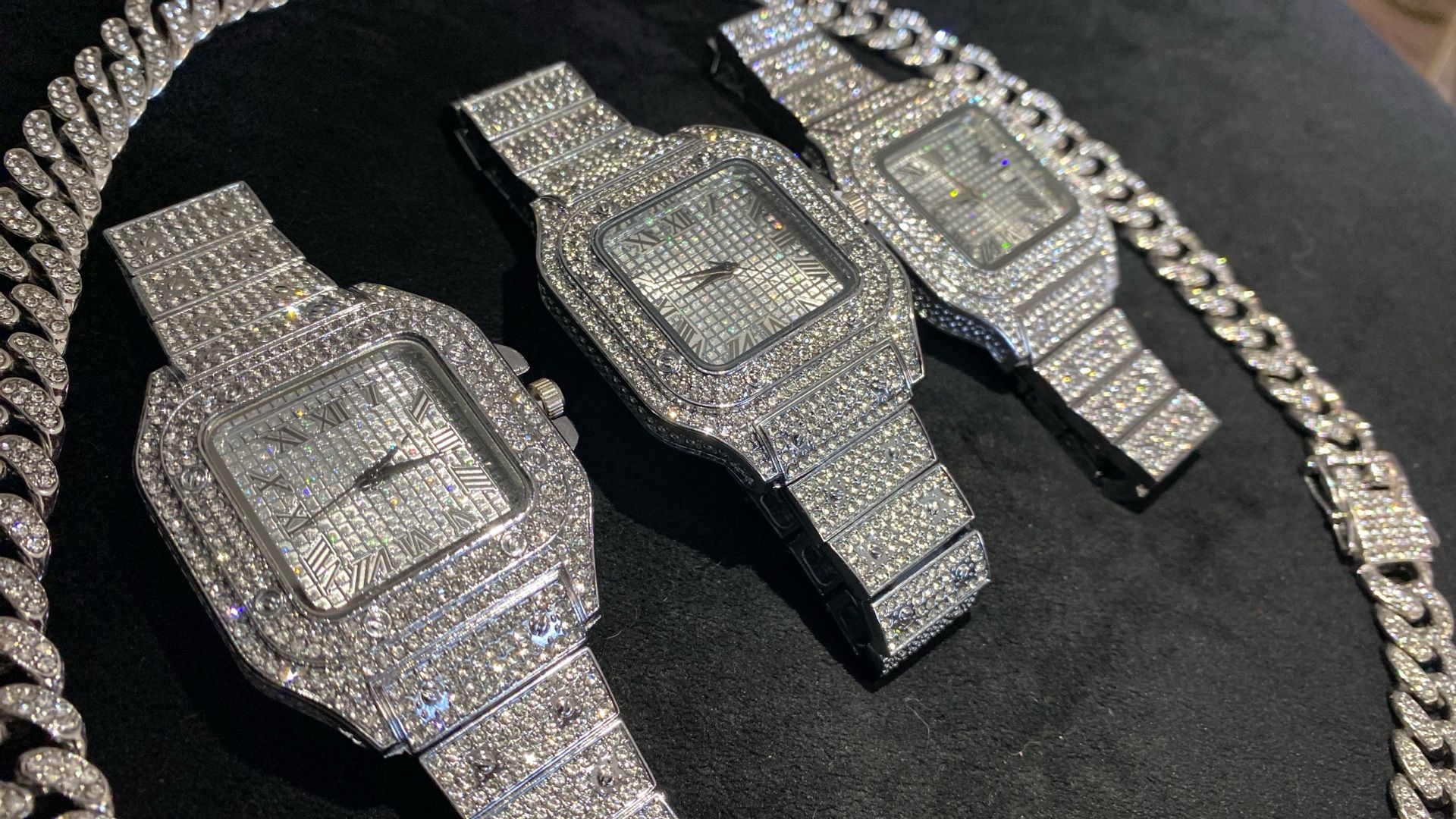 Four Piece Combo Unisex With 18 Inch Or 26 Inch Long Chain Lab Ice