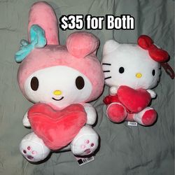 Hello Kitty and My Melody Heart Plush