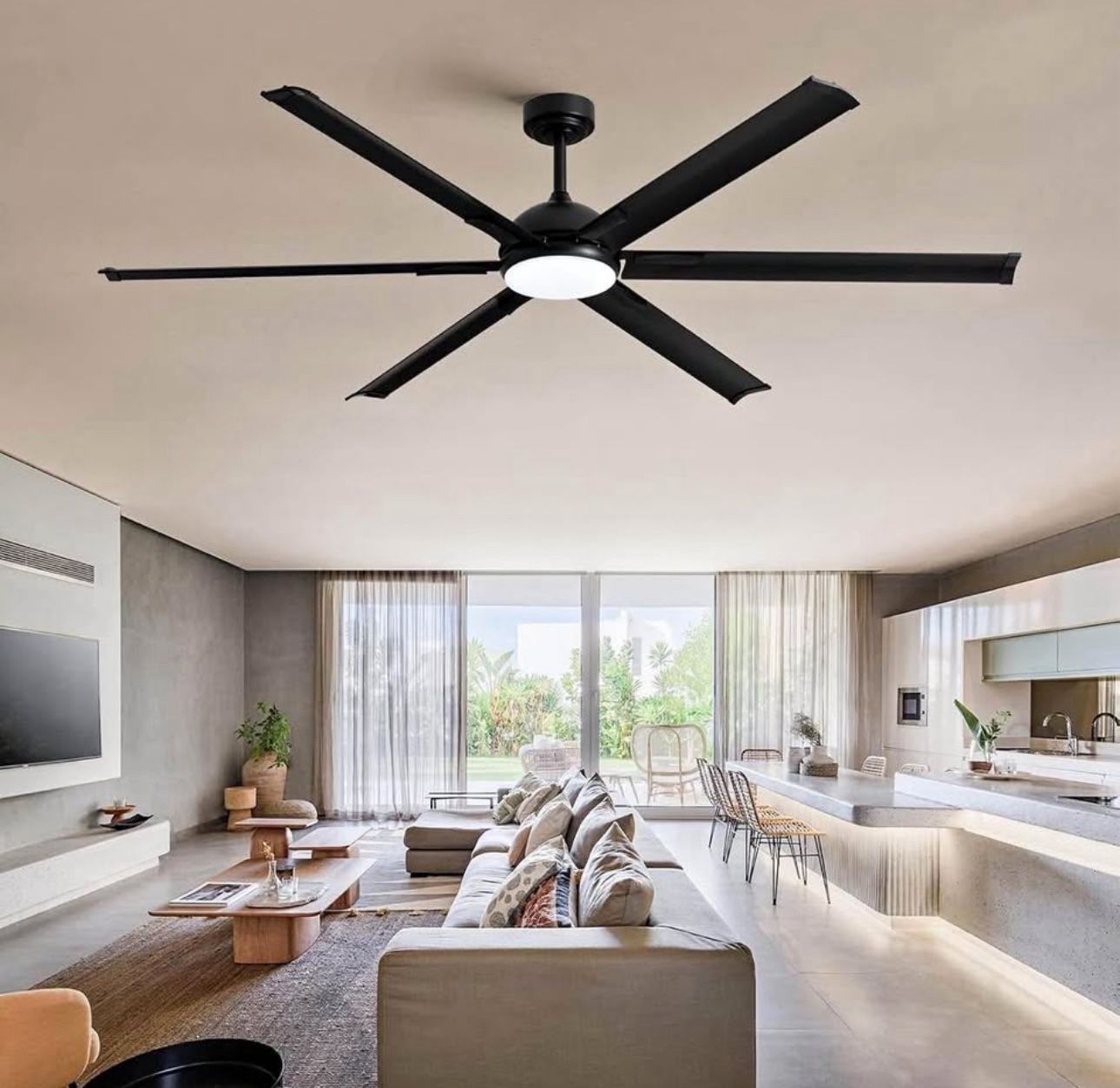 72 Inch Large Ceiling Fan with 6 Aluminum Blades, 6-Speed, 3-CCT, Turbo DC Motor, Remote Black Ceili