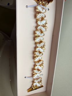 Gold and White Butterfly Apple Watch Band