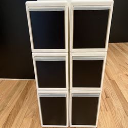 Like-It Narrow Modular Storage Drawers, White Plastic With Black Contact Paper On Fronts, 7” Wide
