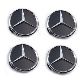 Mercedes Matte Black Wheel Center Caps 