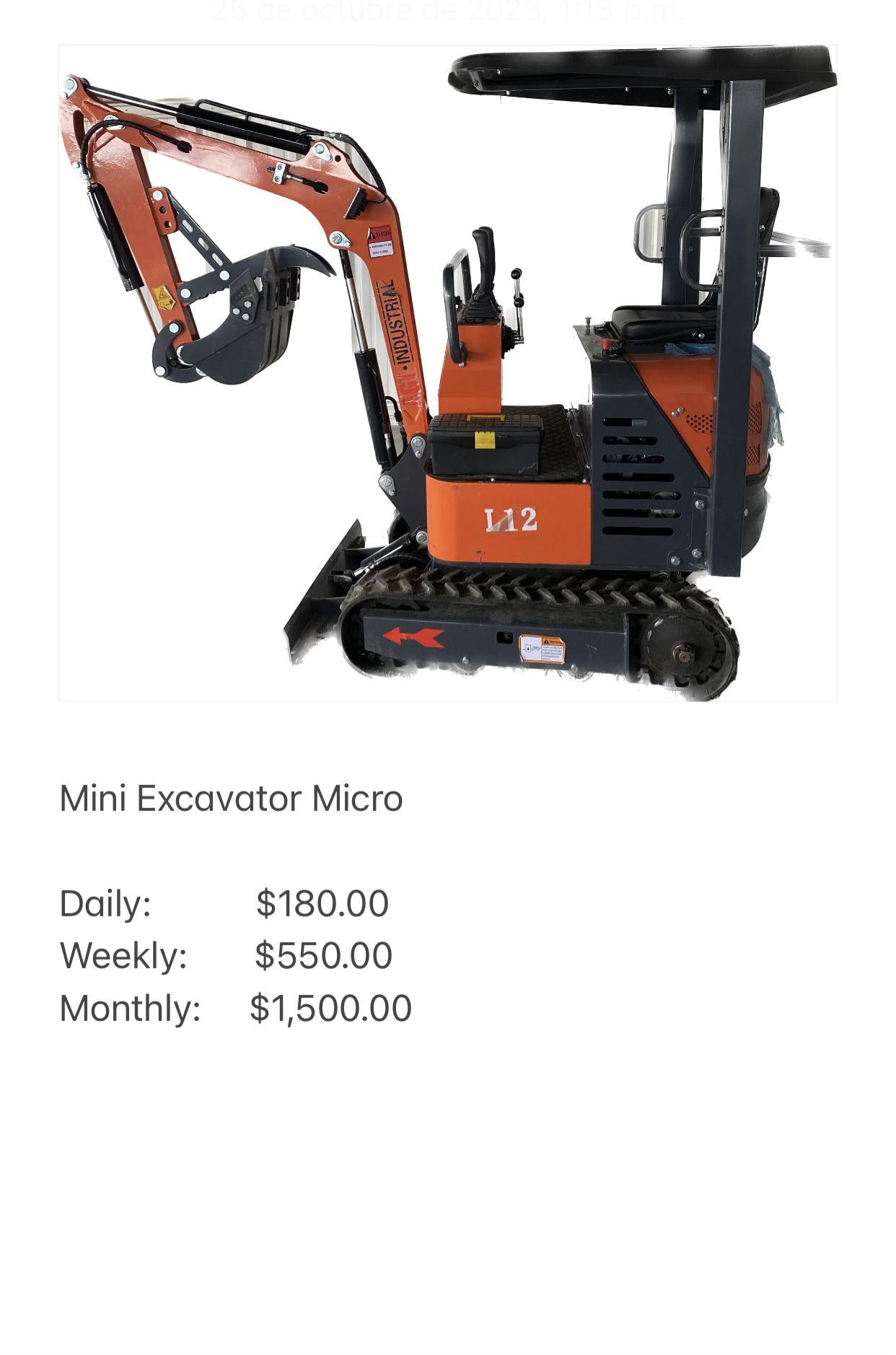 Mini Excavator Micro R.E.N.T