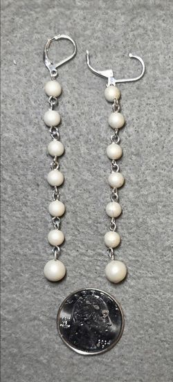 Frosted white bead 3 1/4" long drop