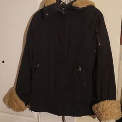Women's Black Jacket/Coat with Hoodie
