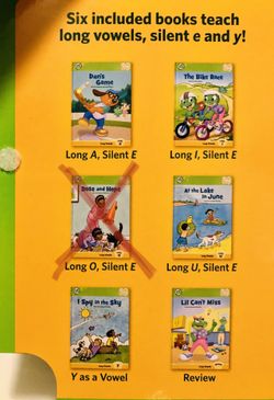 LeapFrog Tag LeapReader Learn to Read book set 2, Long Vowels, silent E and Y. 4-7years ONLY 5 out 6 books