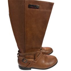 Nautica Womens Block Heel Knee High Boots Solid Strap Brown, Size 5