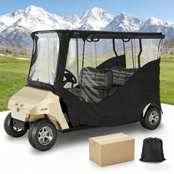 MASHELLY Golf Cart Enclosure, 4 Passenger Drivable Rain Cover For Club Car DS & Precedent, 600D Waterproof Oxford With Extended Roof & 4-Sided PVC Win