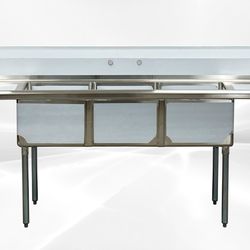 90 ins Stainless Steel 3 Compartment Sink NSF C3T181812-18LR