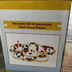 100-pcs Wooden Train And Railway Set (new In Box)