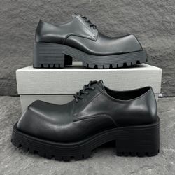 Balenciaga Black Leather Shoes New 