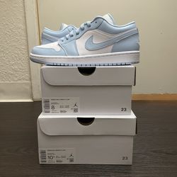 Brand New Nike Air Jordan 1 Low White Ice Blue Women’s Size 10.5 W = 9 US !!! Read Description❤️