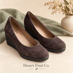 NEW Brioso Brown Wedge Pumps Women’s Size 8