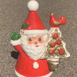 Vintage Christmas Santa Claus Feet Bell Ornament Made in Japan Ceramic Porcelain