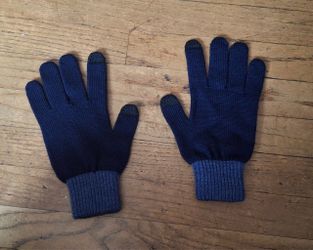 Navy Knit Touchscreen Winter Gloves