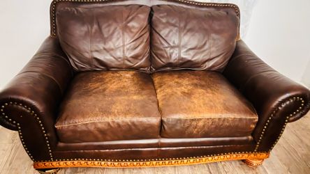 Real leather loveseat.