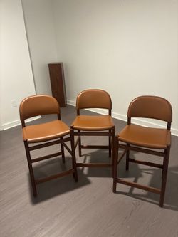 DWR leather barstools