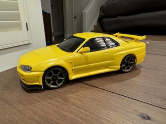 Nissan R34 Skyline Yellow Xmods Radio Shack RC Car With Extras for