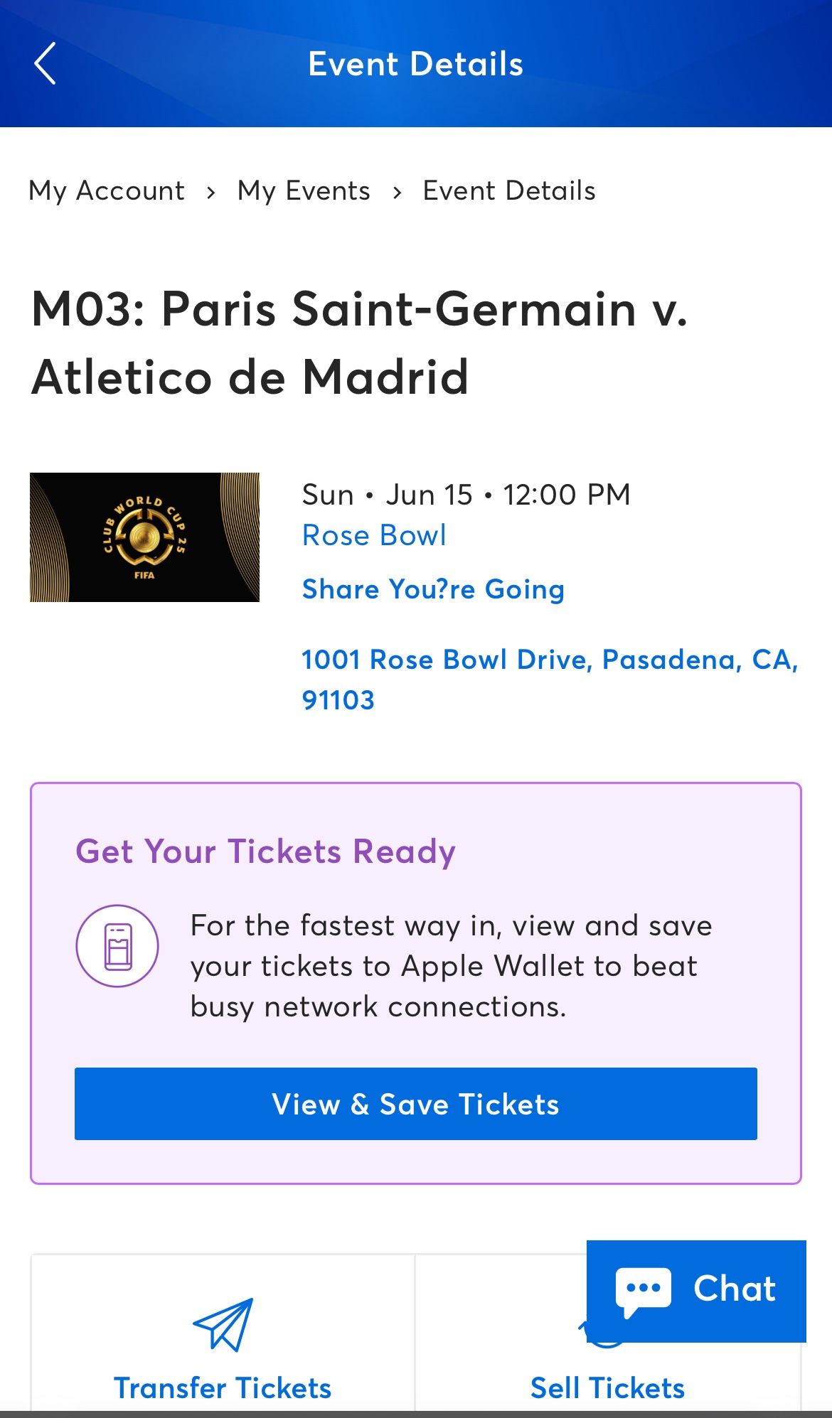 FIFA Club World Cup Tickets PSG VS Atlético De Madrid