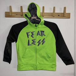 The North Face Boys Kids Jacket Hoodie Green Black Fear Less Zip Sz XXS (5)