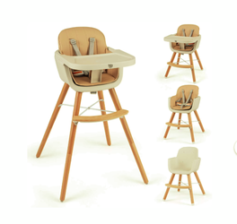 6-in-1 Convertible Wooden High Chair – Light Brown – Like New – Full Set
