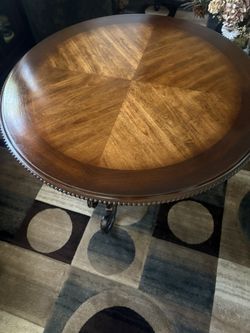 Circular Wooden With Metal Bottom Coffee Table