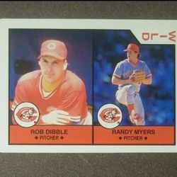 1990 Rob Dibble Randy Myers Cincinnati Reds Wild Pitcher Playing Baseball Card Vintage Collectible MLB Poker