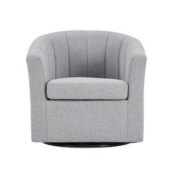 Brand New Porthos Home Matilde Swivel Fabric Barrel Accent Chair with Removable Seat Cushion - Grey
