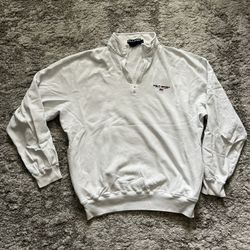Vintage POLO SPORT Ralph Lauren Spell Out USA Flag 1/4 Zip Sweatshirt Size Large