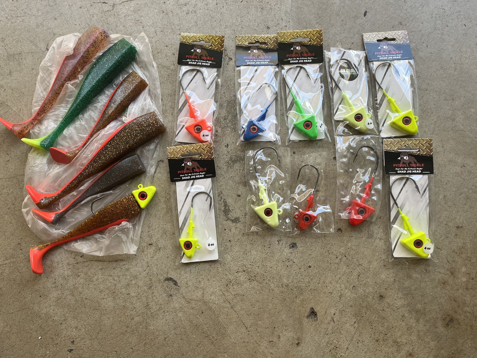Pitbull Tackle Fishing Lot Jig Shad Head Plastic Hot Tail Swim Bait for  Sale in Montrose, CA - OfferUp