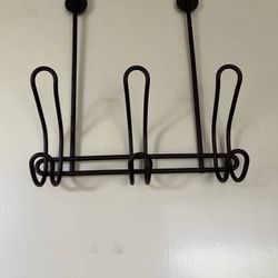 Espresso Color Over Door 3 Double Hook Hanger Rack