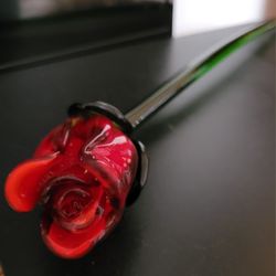 Decorative Glass Rose With Vase 