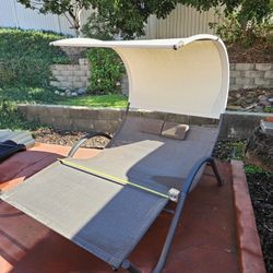 Outdoor 2 Person Chaise Lounge With Wheels Patio Furniture 