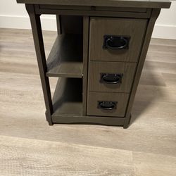 Gray Wood Side Table 
