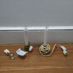 Vintage Electric Candle Lamps Brass Base 2 Altogether Both Work Perfectly