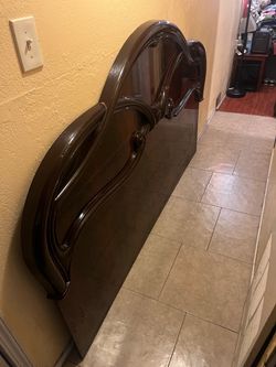Dark Wood Ornate Bed Headboard