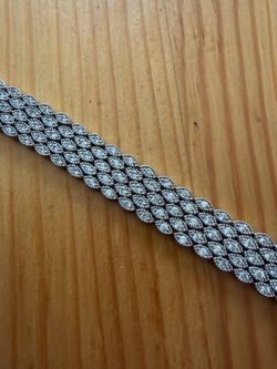 Silver Crystal Wide Link Bracelet