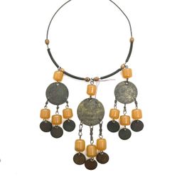 Egyptian Revival Bakelite Coin Necklace 