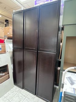 Brown kitchen pantries 91”