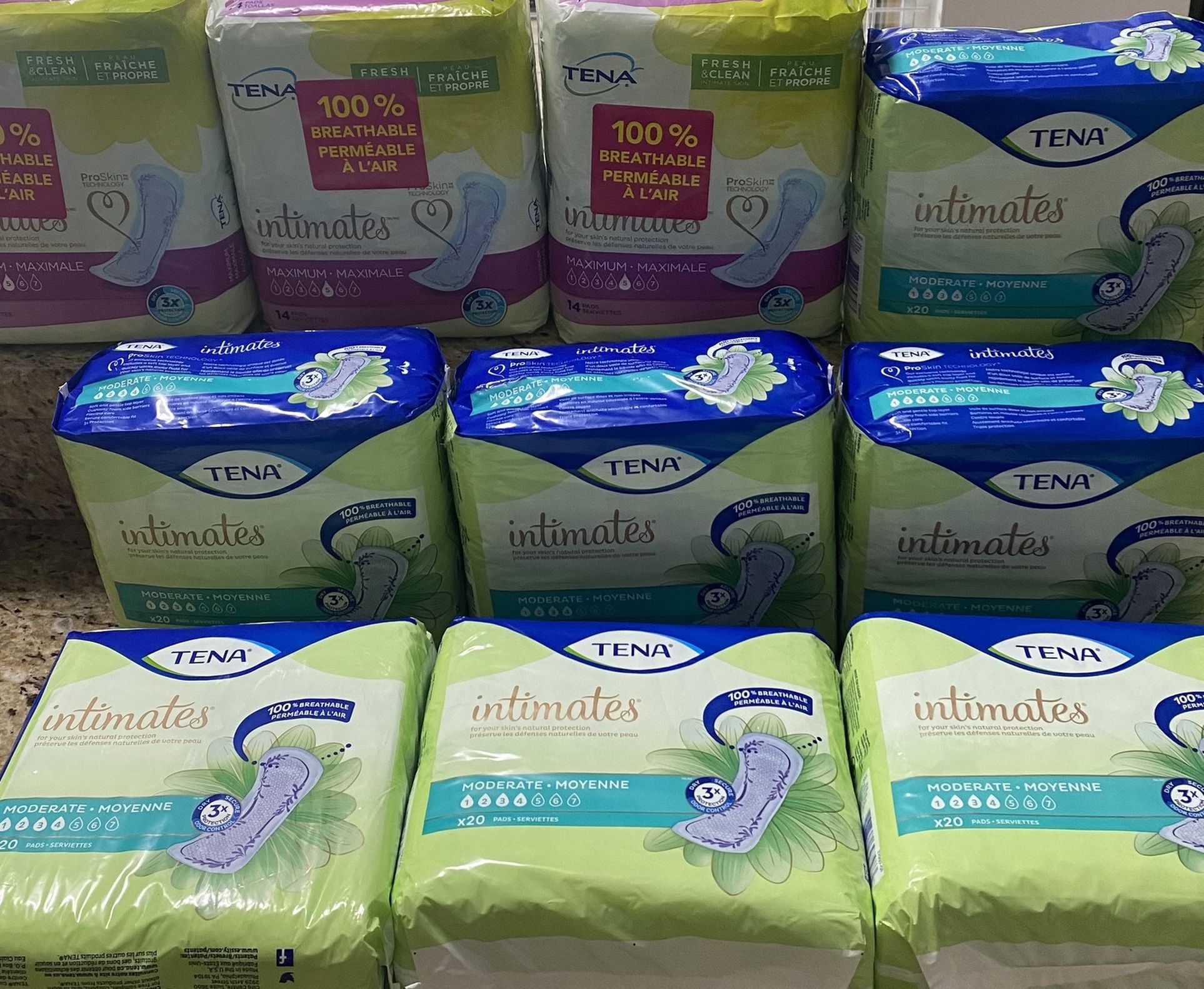 10 Packs Tena Incontinence Pads