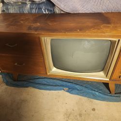 Vintage Console TV w/ Record Player 
