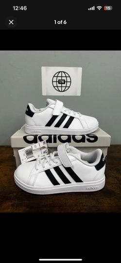 Adidas Kids Grand Court 2.0 Sz 1 New White Black Authentic 